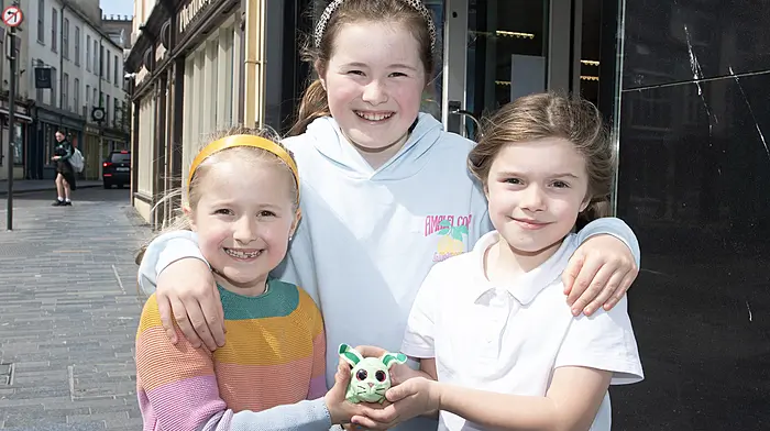 Clonakilty children Ruth O'Neill, Lucy O'Neill and Estee Howlin having some fun near Astna Square, Clonakilty.   (Photo: Martin Walsh)