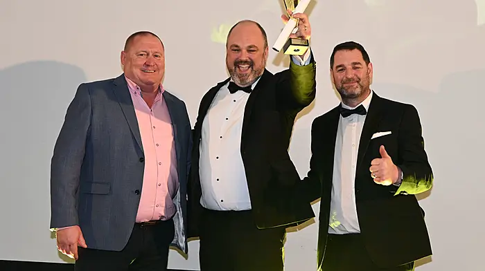 Niall Cronin picked up the Best Actor award at the Newcetown Film Awards for his role as Dessie Curley in 'The Snapper.' Presented by Donal Kelleher (Coppergrove) and Alan O’ Neill, representing the Carbery Group.