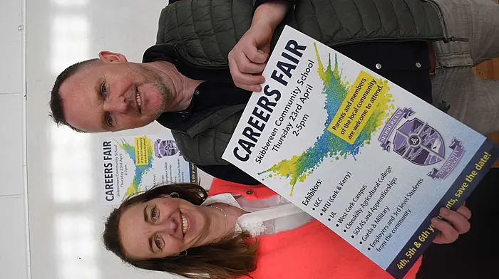 Fiona Ronan and Cormac O'Brien (guidance counsellors at Skibbereen Community School) who organised the Careers Fair held at the school recently.  (Photo: Anne Minihane)