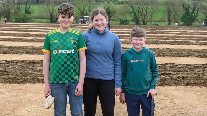 Michael and JT O'Driscoll (Kilbrittain) with cousin Áine O'Driscoll (Knockbrown, Bandon) enjoying their day at the Clogagh 28th annual ploughing match and Cork West County final held on the lands of the James O’Driscoll, Ballinascarthy.  (Photo: David Patterson)