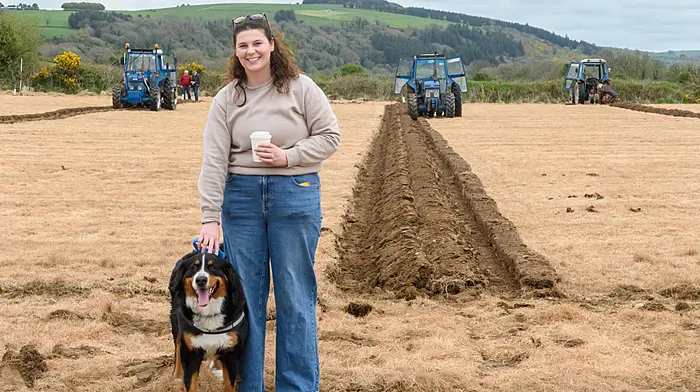 Roisin Kirby (Ballinascarthy) with Ruby the dog at the local Clogagh 28th annual ploughing match, and Cork West County final, held on the lands of the James O’Driscoll, Ballinascarthy.   (Photo: David Patterson)
