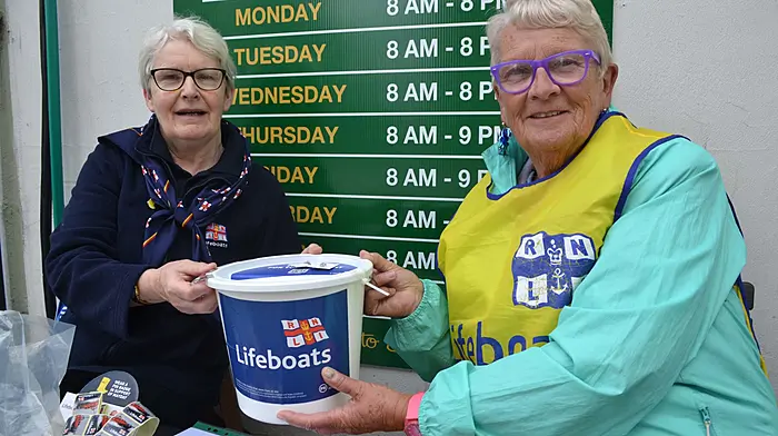Harriet O'Regan, Union Hall and Geraldine Walsh, Skibbereen collecting for the RNLI in Skibbereen on May Day.  (Photo: Anne Minihane)