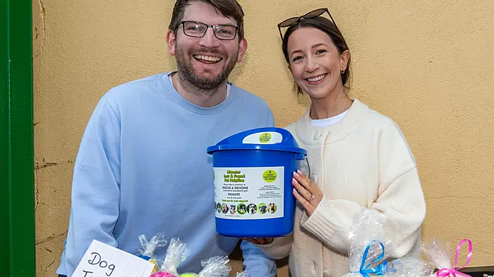 Gaggin Community Hall Association held a 5K fundraising Walk & Coffee morning last weekend, in aid of Munstre Lost & Found Pet Helpline. Oisín Kelly and Paula Morgan represented Munster Lost & Found Pet Helpline. (Photo: Andy Gibson)