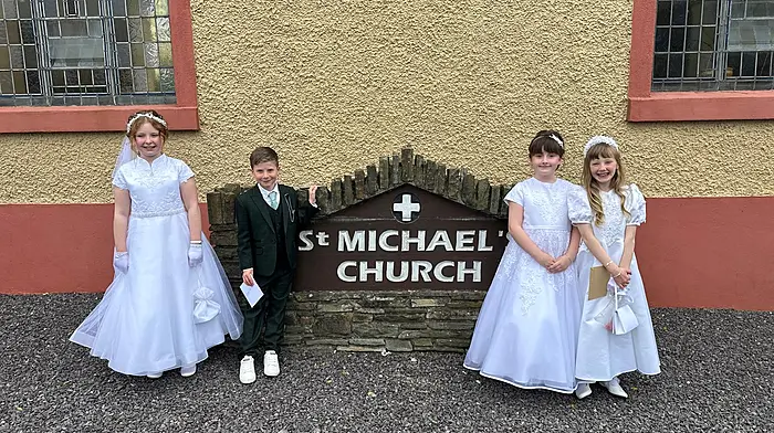 Alie Harrington,  Brealyn Walsh, Elsa Harrington and Nancy Dudley from Cahermore National School celebrated their First Holy Communion in Allihies Church last weekend. The pupils were the only four communicants in the parish this year.