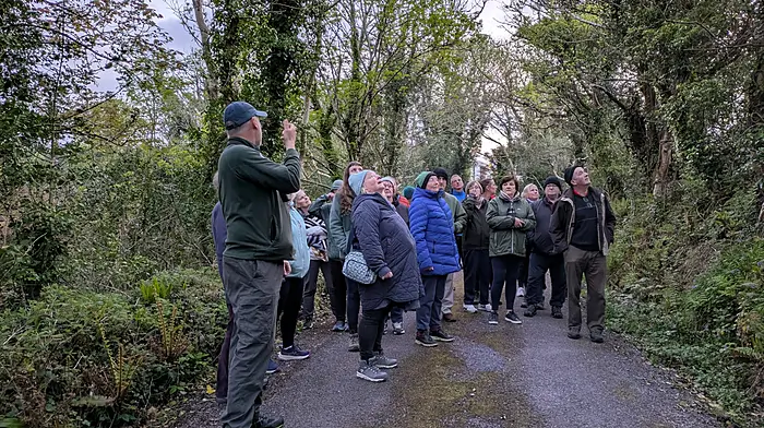 Calvin Jones sharing his wisdom with a group at the Dawn Chorus event at the Caha Centre.
