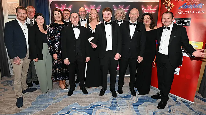 The cast of 'The Full Monty' who won the People's Choice award at the Newcestown Film Awards held in the Rochestown Park Hotel.