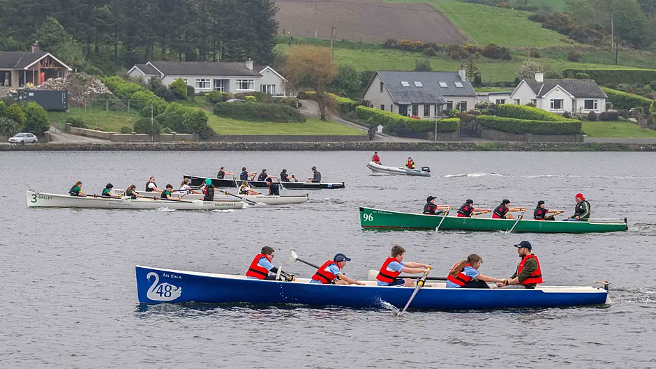 A exciting finish to this race at The Southern Star and SWCYRA Rowing Schools Regatta held in Rosscarbery. (Photo: Andy Gibson)