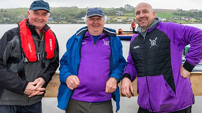 Pictured at the event are JJ McCarthy, Kilmacsimon Quay, Michael Walsh, SWCYRA Chairman and Jeff O'Donoghue, Rosscarbery Rowing Club. (Photo: Andy Gibson)