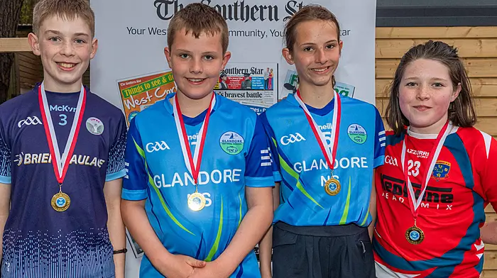The Glandore NS/Leap NS/Kilmeen NS crew receiving their medals. (Photo: Andy Gibson)