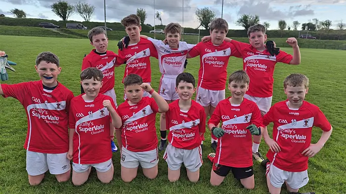 The Ballinascarthy U12 football team after their win last Saturday. Flynn Moyles, Konrad Diamond, Kai Fleming, Danny Deasy, Tim Hevrin, Jack O’Sullivan, Eamon O’Flynn, Seán O’Flynn, Joseph McDermott, Oisín Deasy, and Cormac O’Callaghan.