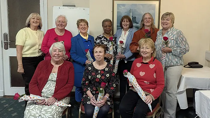 The volunteers who were acknowledged for their roles at the day care centre in Clonakilty at an event organised by RoseMarie Dempsey  of  the Clonakilty Women’s  Shed. Back: RoseMarie Dempsey, Christine Tanner, Barbara McGuirk, Gladys Akhabue, Ann O'Donovan, Jacquie O'Regan and Vera Dowling. Front: Patricia Smith, Ceara O'Reardon and Anne Marie Desmond.