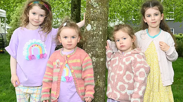 Having fun in the sun at Kennedy Park, Clonakilty were locals Bobbie and Ivy Blackwell, Reídin Gardener, and Keela Houlihan.   (Photo: Martin Walsh)
