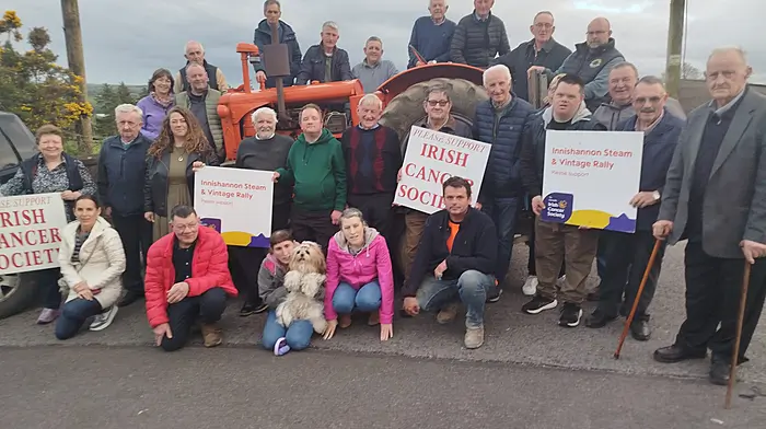 At the launch of the 2026 Innishannon Steam and Vintage Rally were committee members and volunteers including: Martin Desmond (chairperson); Natalie McCormack (Irish Cancer Society), John Kelleher (president), Ritchie Sweetman, Mary Desmond and Siobhan Cullinane (joint secretaries), PJ Ryan and Bill O'Sullivan (joint treasurers), Ronan Desmond and Martin O'Leary.