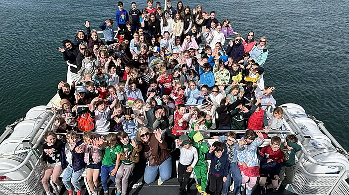 Rath National School pupils had a fabulous trip around the harbour on the Cape Clear ferry to see Basking Sharks, thanks to the wonderful generosity of the Cottrells.