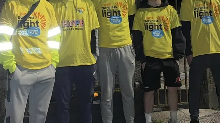 Sean Hurley, Jack Coakley, Conor Coakley, Liam Grace and Paddy Murphy all took part in the Drinagh DIL walk.