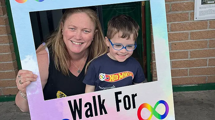 Jackie Lynch, organiser of the Dunmanway Walk for Autism with Adam Joagoe.