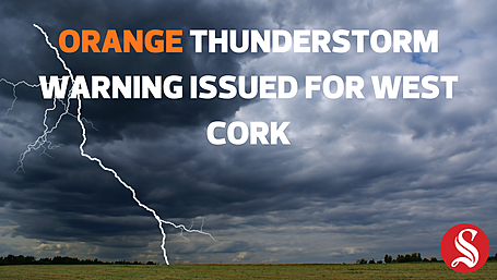 Orange thunderstorm warning issued for Cork Image