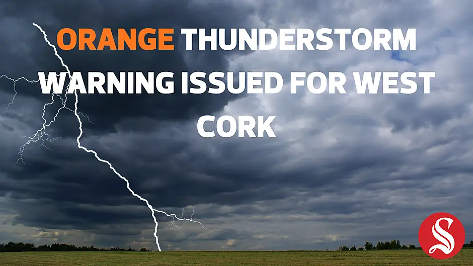Orange thunderstorm warning issued for Cork Image