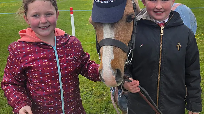Amelia Barrett (Bandon) and Rebecca Fleming (Barryroe) with her pony at the Bandon Agricultural Show.