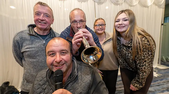 Kinsale Lipsync is back again in Actons Hotel on June 13th raising funds for the Kinsale Lourdes Fund. Rehearsing for the show are Kevin Corkery, Michael Collins, Tomas O’Sullivan, Lucy Corkery and Erica Vaughan.  (Photo: John Allen)