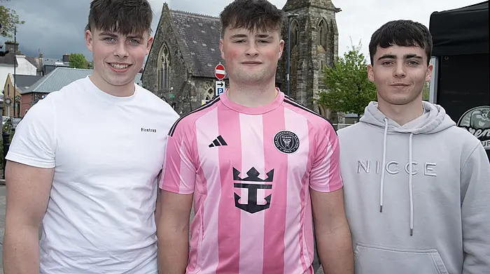 The Skibbereen trio of Byron Daly, Eoin Whooley and Michael O'Leary enjoying a trip to Clonakilty.   (Photo: Martin Walsh)