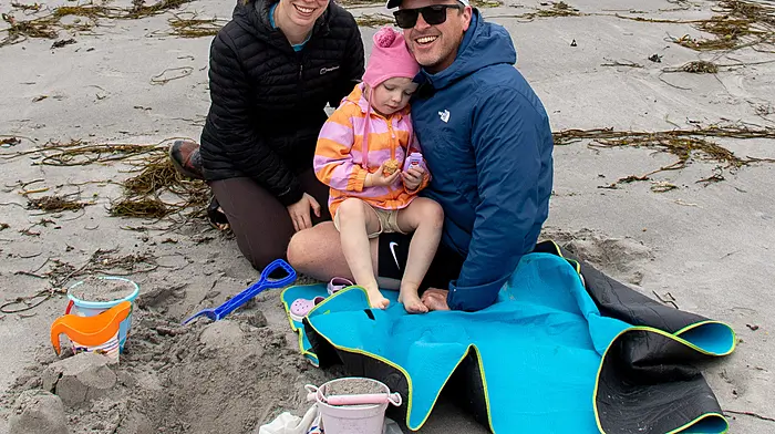 June 01st, 2026, Tragumna Beach, West CorkThe Monday Bank Holiday proved a washout for most hoping for a nice beach day. Here Tragumna Beach normally packed on a Bank Holiday, deserted apart for the lonely Lifeguard Flags and 1 brave family.Here Sean, Aisling and Norah Carmody on a deserted beach, dodging the showers determined to make the most of the dayCredit: Andrew Harris.