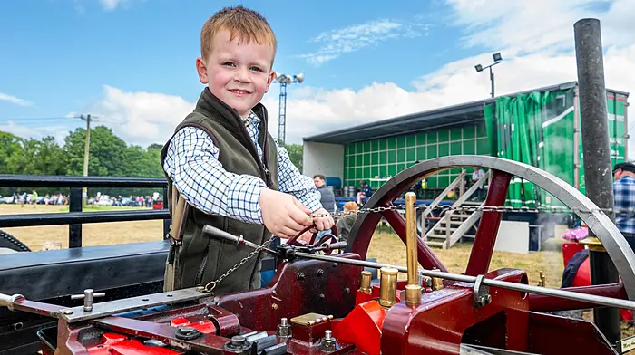 Kevin Dunne from Dunderrow blowing the whistle on a Steam Traction Engine at the Innishannon Steam Rally over the June Bank Holiday weekend.Picture. John Allen