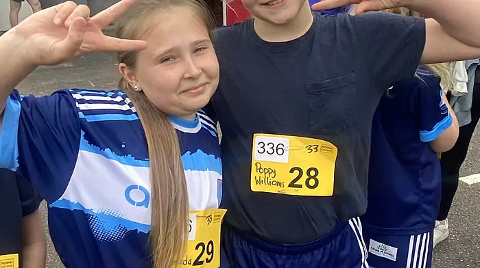 Daria Hromada and Poppy Williams from Dromclough National School enjoying a day at the races when the school attended the Cork Primary School Sports Day at MTU in Cork.