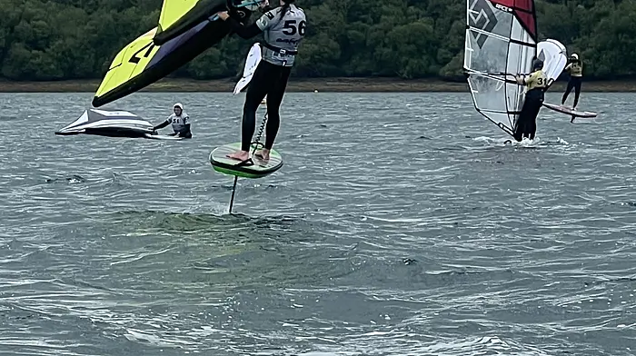 Elliott Connolly, teacher at Bandon Grammar, was the winner of the silver fleet in his first slalom competition held at Bantry Bay.