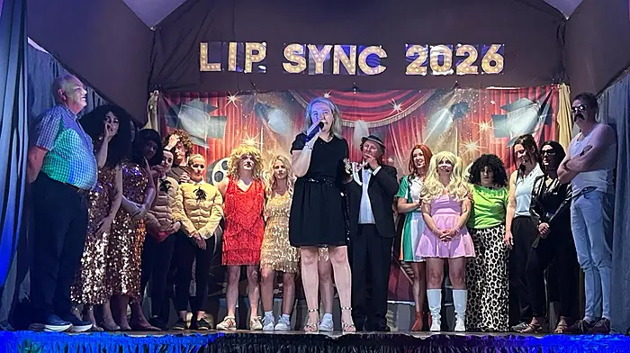 The Lip Sync 2026 cast at the Timoleague Community Hall.