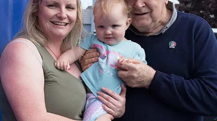 Niamh and Ava Falvey with Denis Deasy at the family fun day at the Parkway Hotel last weekend. Photo courtesy of Ranya Kaiser.