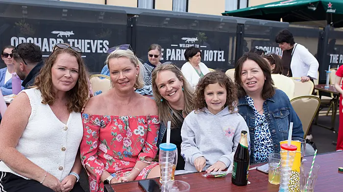 Irene Downing, Sharon McCarthy and Nicola and Nisha McCarthy and Sinead O'Sullivan enjoying the 50th anniversary celebrations at the Parkway Hotel.  Photo courtesy of Ranya Kaiser.