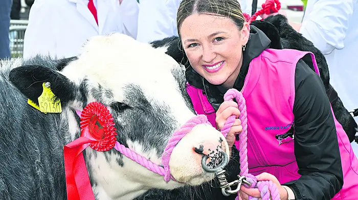 Samantha Stanley from Bandon with 'Bronview Tutti Fruitti'  winner of the Belgian Blue class at the Clonakilty Agricultural Show.    (Photo: Martin Walsh)