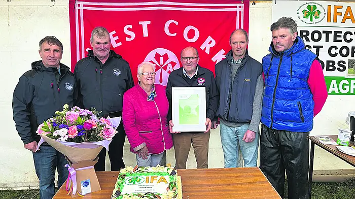 At the presentation were (from left) John Walsh, Kieran Keohane, Mary Hayes, Pat Hayes, DJ Hurley and Jer Lehane.