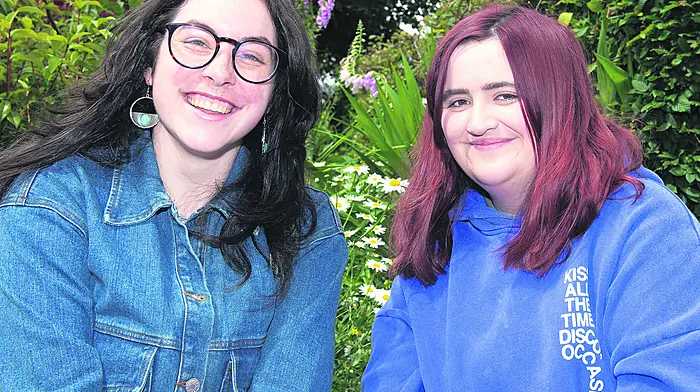 Siofradh Walsh-Peelo (left) and Emma O'Donovan were all smiles after their trip to Clonakilty from Ardfield.   (Photo: Martin Walsh)
