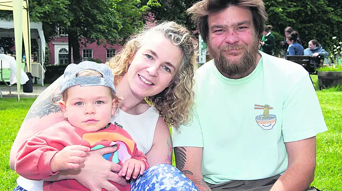 Ardfield's Iarla Strevli with his parents Sorcha and Daniel in Kennedy Park, Clonakilty. (Photo: Martin Walsh)
