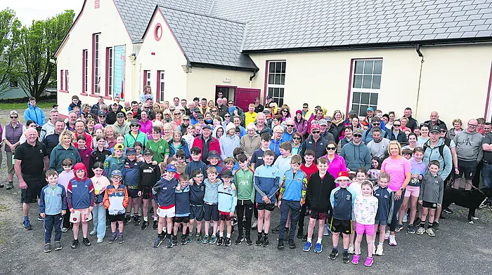 Participants getting ready to start the recent five-mile family walk from the Butlerstown Community Hall in aid of the Butlerstown Community Hall Renovation Fund.  (Photo: Martin Walsh)