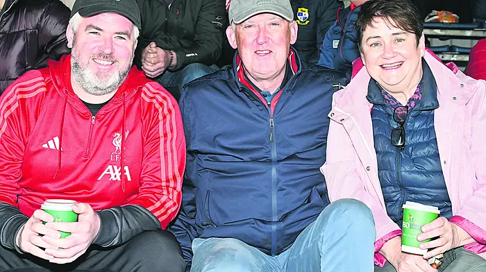Supporting Cork at the Electric Ireland All-Ireland minor football quarter-final against Meath in Semple Stadium, Thurles last Saturday were (from left) Stephen Finn, Liam and Noreen Murphy, Courtmacsherry.  (Photo: Martin Walsh)