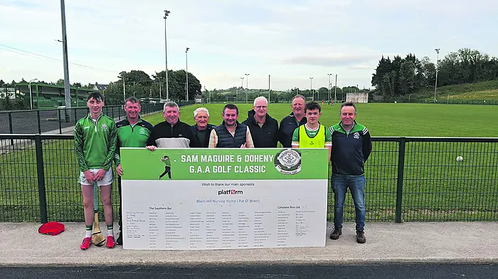 Aodan Kelleher, Micheal Farr, John Lynch, Brendan O’Rourke, Henry Duggan, Eddie Moloney, Mark Farr, Gavin McCarthy and Barry Herlihy promoting the annual Doheny/Sam Maguire golf classic which will be held on Saturday June 13th at Skibbereen Golf Club.