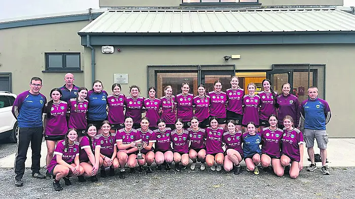 The Sliabh Rua team and management who won the Lillian O'Sullivan cup last Saturday when they defeated Brian Dillions.