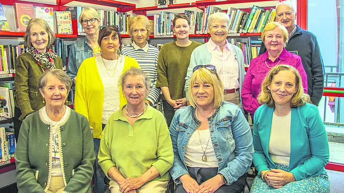 Darrara Art Group is currently holding an exhibition / sale at Skibbereen Library. At the launch of the event were (back, from left) Evelyn Quirke, Liz Collins, Deirdre Jennings, Anne Holland, Deirdre Ní Aodha, Bernadette Murphy, Sheila Collins and Michael Carroll. Front: Patricia O’Brien, Mary Hennessy O’Brien, Valerie McCarthy and Tjørven Deane, Skibbereen Library Staff Officer. The exhibition continues to the end of June.