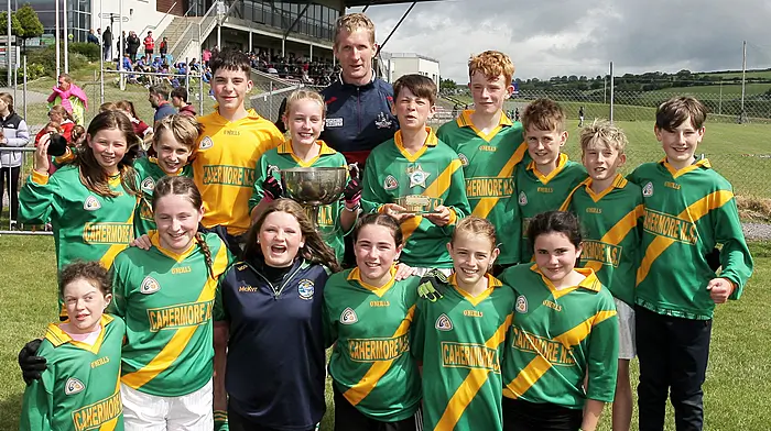 Cahermore NS, winners of Roinn 7 Mixed, with Cork footballer Ruairí Deane. (Photo: Paddy Feen)