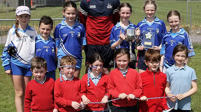 Dreeny NS, winners of Roinn 12 Mixed, with Cork footballer Ruairí Deane. (Photo: Paddy Feen)
