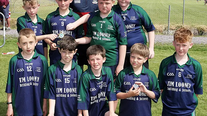 Lisheen NS, runners up of Roinn 6 Boys, with Cork star Ruairí Deane. (Photo: Paddy Feen)