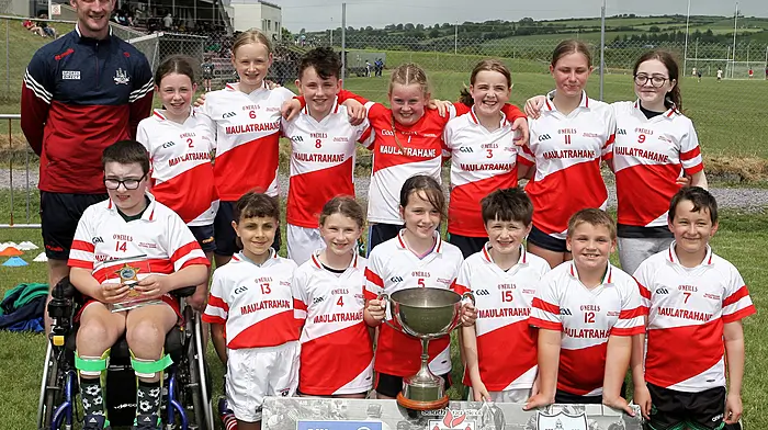Maultrahane NS, winners of Roinn 11 Mixed, with Cork footballer Ruairí Deane. (Photo: Paddy Feen)
