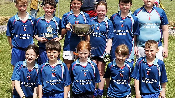 St Enda's Kilnadur, winners of Roinn 10 Mixed, with Cork senior Ruairí Deane. (Photo: Paddy Feen)