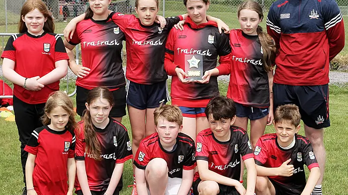 Trafrask NS, runners up of Roinn 11 Mixed 5, with Cork footballer Ruairí Deane. (Photo: Paddy Feen)