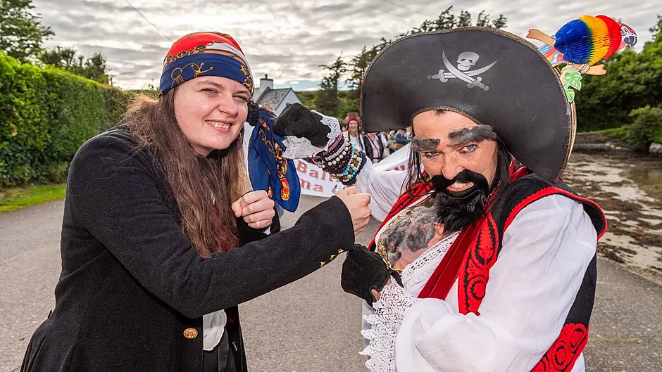The annual Baltimore Pirate Festival is taking place in the harbour town this weekend. A huge crowd of potential pirates took part in the parade on Friday evening. Getting into the pirate spirit were Emily & Marie Deese from Baltimore. Picture: Andy Gibson.