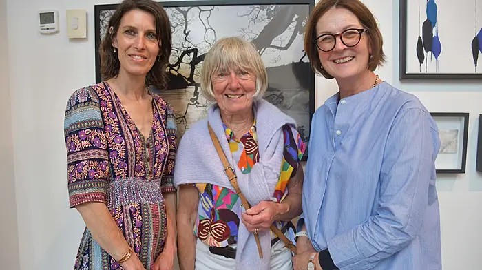 At the opening of Uillinn Members and Friends exhibition las Saturday were Lisa Marie Coyne, Drinagh, Aileen Finucane, Cnoc Buí Union Hall and Mary Pierse, Glandore.
Photo; Anne MInihane.
