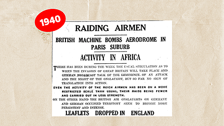 ON THIS DAY IN 1940: Raiding Airmen: British machine bombs aerodrome in Paris suburb Image